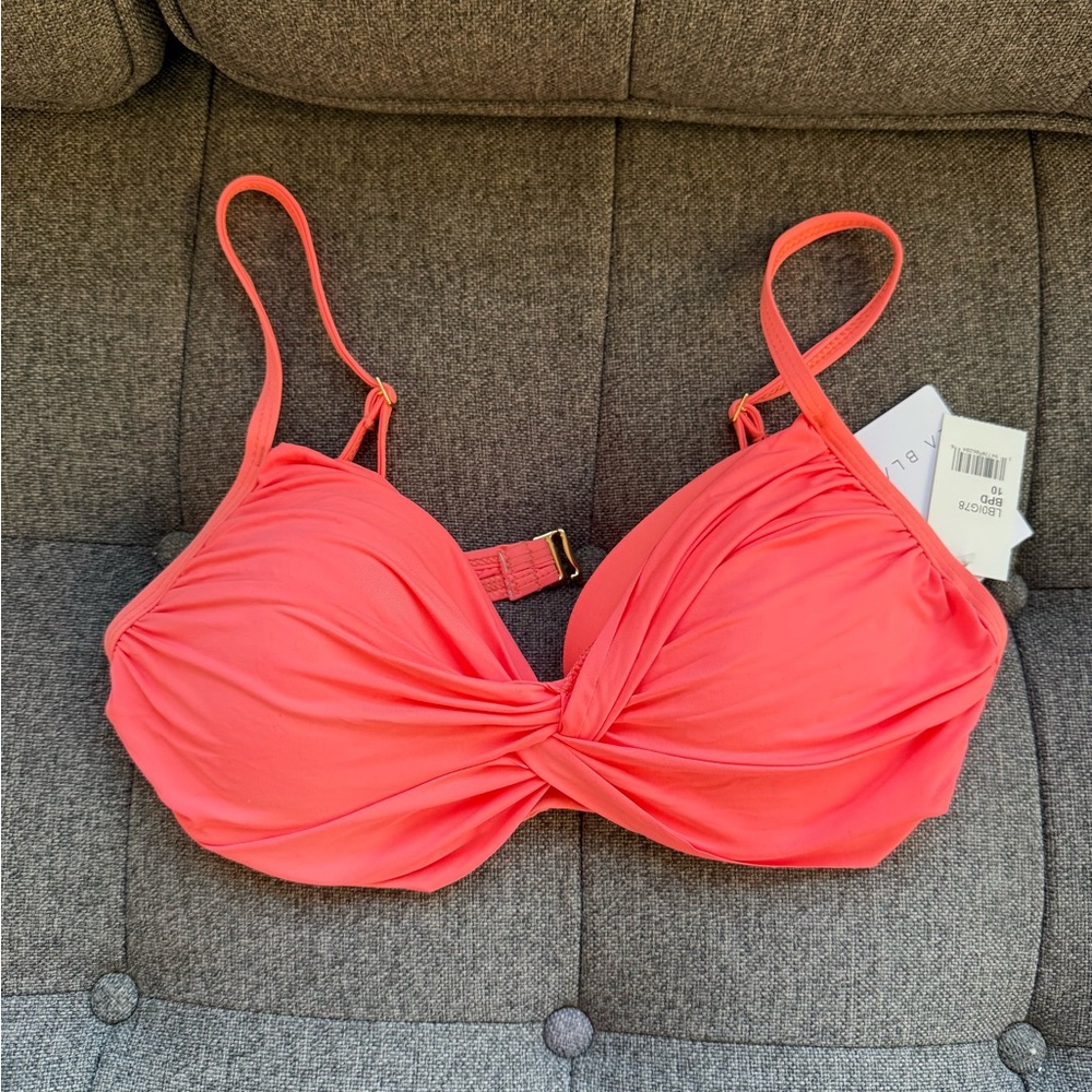 La Blanca Vibrant Coral Twist Bikini Top